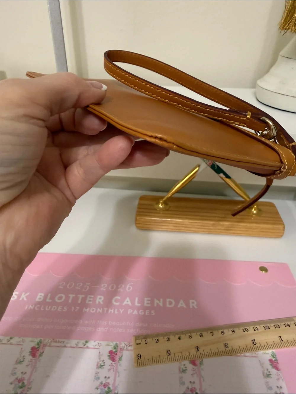 Dooney & Bourke Caramel Brown Leather Wristlet.